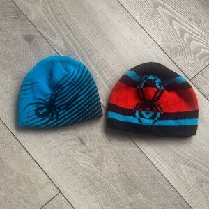 Spyder Blue and Red Beanie Set